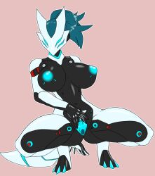 armor big_breasts breasts cyber_dragon cybernetics cyborg dragon female furball genitals hair headgear helmet hi_res machine mythological_creature mythological_scalie mythology nipples ponytail pussy scalie spreading