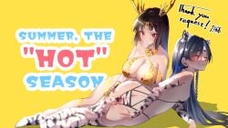 2girls anal_only_panties animal_ears ass ass_cleavage bikini buttplug buttplug_tail female female_only kkkaaa4444 micro_bikini yuri