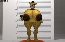 bear big_areola big_ass big_breasts big_nipples black_nipples feet five_nights_at_freddy's five_nights_at_freddy's_2 golden_freddy_(fnaf) hat josh-u4 microphone pussy thick_thighs