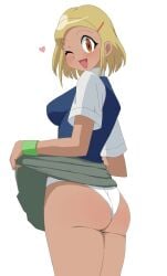 1girls angol_mois ass big_ass big_breasts blonde_hair blonde_hair color dark-skinned_female female female_only gyaru huge_ass huge_breasts kere_domo keroro_gunsou lifting_skirt one_eye_closed only panties pose posing provocative school_uniform schoolgirl short_hair skirt skirt_lift slutty_pose solo_female tan_body tan_skin tanned tanned_skin thick thick_ass thick_legs thick_thighs thighs