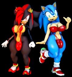 2futas 3d amber_eyes anthro big_breasts bikini bikini_bottom bikini_top black_body black_fur black_hair blue_body blue_fur blue_hair breasts bulge bulge_through_clothing ear_piercing fur furry futa_only futanari gloves green_eyes hedgehog red_bikini red_hair sega senna_source sfm shade_the_hedgehog shadow_the_hedgehog shoes sonic_(series) sonic_the_hedgehog sonic_the_hedgehog_(series) sonique_the_hedgehog swimsuit wide_hips