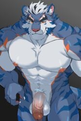 567wzh abs absurd_res animal_humanoid anthro balls felid felid_humanoid genitals glans hi_res humanoid male male/male mammal mammal_humanoid muscular muscular_male nipples nude pantherine pantherine_humanoid pecs penis solo tiger tiger_humanoid vein