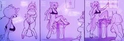 50m3b0dyc4k3 anthro bathroom blush bodily_fluids bovid breasts canid canine canis caprine clothed clothing comic desperation digital_media_(artwork) drinking drinking_urine duo english_text female female/female fur furniture genital_fluids genitals goat hair hi_res humanoid_genitalia mammal omorashi open_mouth peeing peeing_on_another peeing_on_breasts peeing_on_chest peeing_on_furniture peeing_together power_pissing pussy sitting_on_toilet small_pussy smile spread_legs spreading standing text urine urine_in_mouth urine_on_breasts urine_on_chest urine_pool urine_stream watersports wolf