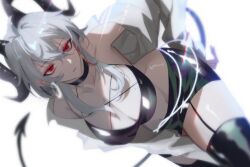 explicit_outfit horns red_eyes white white_hair