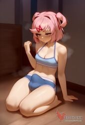 1futa 1girls 2d ai_generated ass bangs barefeet big_ass bra breasts doki_doki_literature_club erection erection_under_clothes erophoenix feet female female_focus full_body futanari looking_at_viewer looking_back natsuki_(doki_doki_literature_club) nude pale_skin pale_skinned_female patreon_username pink_eyes pink_hair small_breasts small_penis smile soles solo solo_female sweat thick thick_thighs toes uncensored