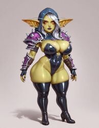 1girls ai_generated female full_body goblin goblin_art goblin_female green_skin murzy sylvanas_windrunner warcraft world_of_warcraft