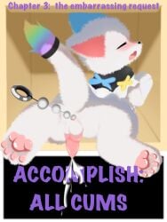 anus ass ass_play bodily_fluids clothing cum cumshot domestic_cat ejaculation felid feline felis fur genital_fluids genitals hi_res maid_uniform male mammal multicolored_tail penis pink_penis rainbow_tail shiningcanc solo tail uniform white_body white_fur yellow_eyes
