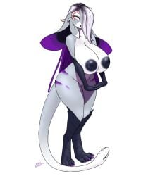 alien big_breasts breast_squish breasts felid feline female flower furball genitals hi_res horn huge_breasts inverted_nipples looking_at_viewer mammal nipples nokur plant pussy squish tail tail_genitals tail_mouth tail_pussy unusual_anatomy unusual_genitalia_placement unusual_pussy_placement unusual_tail vines