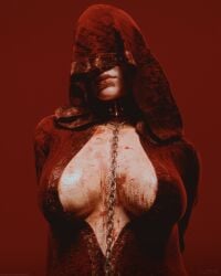 3d big_breasts blood breasts cd_projekt_red chains female freckles hood light-skinned_female lushe3d red_hair slave_collar solo solo_female the_witcher_(series) the_witcher_3:_wild_hunt triss_merigold