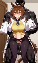 1boy 1girls agnes_tachyon_(umamusume) ai_generated black_penis black_skin caught cheating cheating_girlfriend cuckold dark-skinned_male huge_cock large_insertion netorare ntr standing_sex stomach_bulge surprised umamusume umamusume_pretty_derby vaginal_penetration