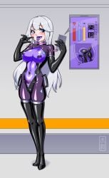 1girls barcode catheter collar female female_only gloves handles handles_on_hips internal_view kylin_wang_cn latex latex_clothing latex_gloves metal_collar png rubber rubber_clothing sex_toy sex_toy_in_ass sex_toy_in_pussy shiny_clothes tight_clothing white_hair
