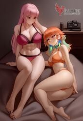 2d 2girls abs ai_generated all_fours ass barefoot big_ass big_breasts bra completely erophoenix feet female female_focus hololive hololive_english hololive_myth jewelry kissing kissing kneeling large_breasts long_hair mori_calliope multiple_girls naked nipples nude orange_hair pale_skinned_female panties patreon_username pink_eyes pink_hair pussy side_braid soles sweat sweating takanashi_kiara take_your_pick thick_thighs thighs toes underwear virtual_youtuber yuri yuri