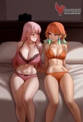 2d 2girls abs ai_generated all_fours ass barefoot big_ass big_breasts bra completely erophoenix feet female female_focus hololive hololive_english hololive_myth jewelry kissing kissing kneeling large_breasts long_hair mori_calliope multiple_girls naked nipples nude orange_hair pale_skinned_female panties patreon_username pink_eyes pink_hair pussy side_braid soles sweat sweating takanashi_kiara take_your_pick thick_thighs thighs toes underwear virtual_youtuber yuri yuri