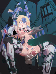 1girls arms_up bdsm blazblue blonde_hair blue_eyes bondage bottomless breasts censored chains cum cum_in_pussy cumdrip forced_exposure infraton medium_breasts mu-12 nipples noel_vermillion pain penis pussy rape restrained tagme tears tentacle torture