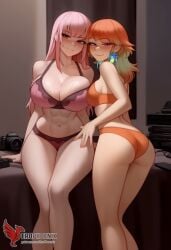 2d 2girls abs ai_generated all_fours ass barefoot big_ass big_breasts bra completely erophoenix feet female female_focus hololive hololive_english hololive_myth jewelry kissing kissing kneeling large_breasts long_hair mori_calliope multiple_girls naked nipples nude orange_hair pale_skinned_female panties patreon_username pink_eyes pink_hair pussy side_braid soles sweat sweating takanashi_kiara take_your_pick thick_thighs thighs toes underwear virtual_youtuber yuri yuri