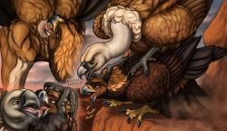 absurd_res accipitrid accipitriform anal anatomically_correct animal_genitalia avian bird bodily_fluids cloaca cloacal cloacalingus dominant dominant_male eagle feral ferobird genitals golden_eagle griffon_vulture hi_res interspecies interspecies_domination kissing licking male male/male old_world_vulture oral rimming roy_(ferobird) saliva sawyer_(ferobird) sex submissive submissive_male tongue tongue_out true_eagle vulture