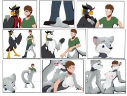 2019 4:3 anthro areola ass avian barely_visible_genitalia barely_visible_pussy beak biped black_body black_markings black_nose blue_eyes bottomwear breasts brown_hair ciel_(phoenix) clothed clothing colored comic countershade_face countershade_neck countershade_torso countershading denim denim_bottomwear denim_clothing duo duo_transformation eyewear feet felid female front_view fully_clothed gender_transformation genitals glasses goo_transformation grey_body growth hair human imminent_sex jeans leaning_on_table looking_at_another male mammal markings mtf_transformation nipples nude open_mouth pantherine pants pink_inner_ear pussy rear_view red_eyes shirt simple_background smile snow_leopard species_transformation spots spotted_body standing t-shirt tail tail_growth talons toes tomek1000_(character) topwear transformation white_background white_body white_countershading wolferion yellow_markings