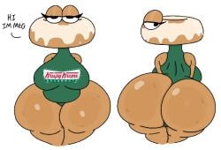 anthro back big_ass big_ass_(female) dessert donut doughnut food food_humanoid krispy_kreme leotard theslashfive voluptuous voluptuous_female white_background