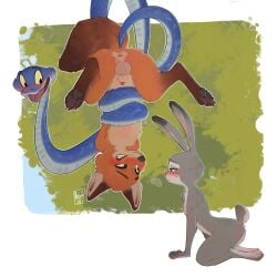 1:1 2025 animal_genitalia anthro anthro_on_feral anus balls biped blue_body blue_scales blush breasts canid canine coiling digital_media_(artwork) disney erection eye_contact fangs female feral fluffy fluffy_chest fox fur gary_de'snake genitals green_eyes grey_body grey_fur grey_tail group hi_res judy_hopps kneeling lagomorph leporid long_ears looking_at_another male mammal nick_wilde nude nude_anthro nude_female nude_male orange_body orange_fur orange_tail oxfort2199 penis rabbit red_eyes reptile scales scalie sheath snake spread_legs spreading tail teeth trio upside-down zoophilia zootopia