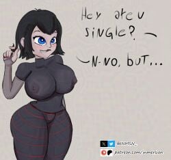 blue_eyes breast breasts breasts cheating female goth goth_girl heart-shaped_pupils huge_breasts inmersion_(artist) married_female mavis_dracula milf netorare ntr thicc thick transparent_clothing vampire wife yoga_pants