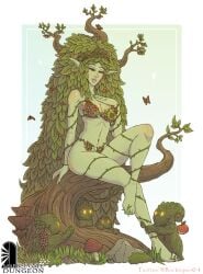 barefoot brett_neufeld dryad elemental_humanoid fairy female green_skin marble_gate_dungeon plant_hair plant_humanoid pointy_ears
