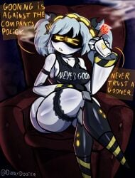 alternate_costume diddlydooter1 garter_belt j_(murder_drones) large_breasts murder_drones smoking wide_hips