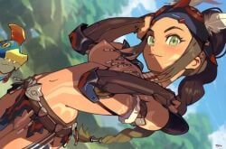 1girls breasts female kayna_(monster_hunter) monster_hunter monster_hunter_stories nipples optionaltypo