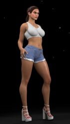 1girls 3d 3d_model big_breasts breasts female female_only grand_theft_auto grand_theft_auto_vi hips jean_shorts jeans latina loose_hair lucia_caminos makeup ponytail rockstar_games shoes solo solo_female topic