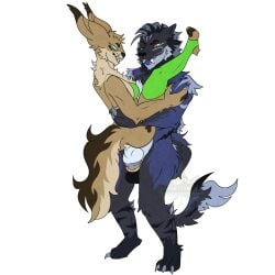 absurd_res anal anal_sex anthro balls bikini bikini_top black_balls black_body black_fur blue_body blue_eyes blue_fur blue_pawpads blue_penis blue_tongue bodily_fluids brown_body brown_fur canid canine carrying_another carrying_partner clothing cum cum_in_ass cum_inside duo fangs felid fluffy fluffy_chest fur genital_fluids genital_piercing genitals green_clothing hi_res hybrid knot knotted_penis lagomorph lance_(huf13) legs_in_air legwear male male/male mammal one_eye_closed open_mouth pantherine pawpads penetration penis penis_piercing piercing skull_bunz skull_bunz_official stockings stripes swimwear teeth tiger tongue two-piece_swimsuit wink yellow_eyes