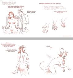 2019 angry areola artist_name border bottomwear breasts brown_hair chair closed_eyes clothed clothing coat colored comic dialogue duo english_text eyewear falling_over female fully_clothed fur furniture genitals glasses gloves grey_border growth hair handwear human human_to_feral humanoid lab_coat looking_at_another male mammal motion_lines multi_breast multi_nipple nipples nude on_chair open_mouth pants pawpads pink_pawpads pussy restrained_arms scientist sequence shaded shirt simple_background sitting sitting_on_chair snout snout_growth solo_focus species_transformation spread_legs spreading standing story story_in_description strawberrytfs syringe tail text topwear transformation transformation_sequence white_background white_body white_fur