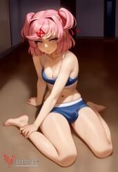 1futa 1girls 2d ai_generated ass bangs barefeet big_ass bra breasts doki_doki_literature_club erection erection_under_clothes erophoenix feet female female_focus full_body futanari looking_at_viewer looking_back natsuki_(doki_doki_literature_club) nude pale_skin pale_skinned_female patreon_username pink_eyes pink_hair small_breasts small_penis smile soles solo solo_female sweat thick thick_thighs toes uncensored
