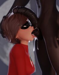 3d 3d_(artwork) 3d_model blowjob cheating_wife clothed clothing couple cum cum_in_mouth cumming dark-skinned_male dark_skin disney frozone hand_on_head helen_parr holding_head huge_breasts huge_cock imminent_sex light-skinned_female light_skin looking_at_another lucius_best mature_female milf mother ntr penis pixar serahnsfwart superhero superheroine the_incredibles