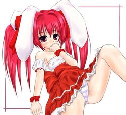 1girls animal_ears breasts bunny_ears di_gi_charat dice female human light-skinned_female light_skin long_hair red_hair tagme twintails usada_hikaru