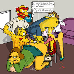 2007 blargsnarf edna_krabappel elizabeth_hoover female groundskeeper_willie human lisa_simpson male sex seymour_skinner the_simpsons yellow_body