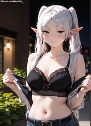 frieren_beyond_journey 1girls 2d ai_generated bare_shoulders belly blue_eyes blush breasts chest cute detailed elf elf_ears elf_female elf_girl eye_contact eyelashes eyeshadow female female_only fit fit_female focus frieren high_quality legs light-skinned_female light_skin lips lipstick long_hair makeup mascara medium_breasts midriff nai_diffusion nero100 nipples no_bra pale-skinned_female pale_skin party petite petite_body petite_female ponytail seductive seductive_eyes seductive_look side_ponytail skinny skinny_girl sliver_hair small_breasts sousou_no_frieren stable_diffusion tagme teenage_girl teenager thighs thin thin_female thin_waist topless very_long_hair white_hair young