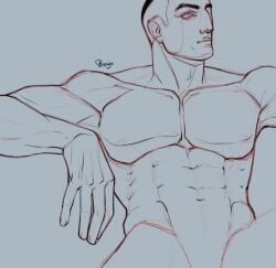eddie_gluskin character_request artist_request artist_signature naked muscular muscular_male male male_only solo solo_male solo_focus detailed_hands hands human_artist no_ai