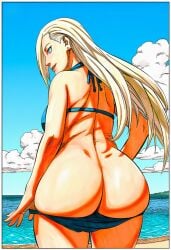 1girls accurate_art_style ai_generated beach big_breasts bikini bikini_bottom bikini_top blonde_female blonde_hair blue_eyes blush blush_lines breasts curvy curvy_female curvy_figure exposed_ass eyelashes female female_thick_thighs from_behind from_below hair hair_down hair_ornament hair_over_one_eye ino_yamanaka light-skinned_female light_blue_eyes light_skin looking_at_viewer manga_style masashi_kishimoto_style midriff mooning mr._elmo naruto naruto:_the_last naruto_(series) naruto_shippuden navel ocean outdoors paipan pale-skinned_female pale_skin pinup presenting_ass sea seaside swimsuit thick_thighs thigh_gap thighs toned toned_female underboob undressing very_long_hair wet wet_body wet_hair white_skin