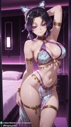 ai_generated dreamyan_ai highres breasts uncensored hi_res high_resolution high_quality thick_thighs thighs thick_ass 1girls curvy curvy_female curvy_body short_hair black_hair purple_hair purple_eyes big_breasts large_breasts dancer dancer_outfit revealing_clothes sensual shinobu_kocho kochou_shinobu kimetsu_no_yaiba demon_slayer bare_shoulders harem_outfit belly_dancer belly_dancer_outfit solo solo_focus solo_female female female_only female_focus seductive seductive_smile seductive_look seductive_pose seductive_mouth seductive_eyes arm_up looking_at_viewer smile smiling pose posing