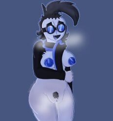 sunnypawsy dr._gonne rule_63 female female_only madness:_project_nexus madness_combat bad_anatomy blue_mouth blue_glasses blue_blush blush blue_pussy cum_in_pussy cum blue_nipples big_breasts