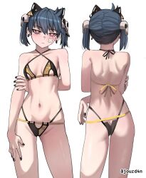 1girls solo female_only female female_focus short_hair elbows collarbone shoulders fingers fingernails small_breasts breasts midriff belly navel belly_button ass thighs groin slim_waist slim_female narrow_waist slender_waist slender_body lean_figure wide_hips white_background simple_background upper_body highres high_resolution standing hair_between_eyes looking_at_viewer digital digital_media digital_art digital_drawing digital_media_(artwork) digital_drawing_(artwork) 2d 2d_(artwork) 2d_artwork drawing black_hair black-haired_female pink_eyes pink-eyed_female white_pupils eyebrows_visible_through_hair blushing flushed blushing_female blush_face flushed_face blushing_at_viewer blush_lines blushing_lines twintails twintails_(hairstyle) animal_ears animal_ear_fluff hair_ornament hair_ornaments tilted_head head_tilt emotionless blank_eyes blank_stare blank_expression neutral_expression bored bored_expression earrings pierced_ear ear_piercing pierced_ears ear_piercings jourd4n hand_behind_back arm_behind_back posing posing_for_the_viewer posing_naked posing_nude nude naked nudity naked_female nude_female exposed naked_woman half_naked half_nude semi_nude partially_undressed petite petite_body petite_female petite_girl petite_breasts petite_tits small_boobs small_tits tiny_breasts nails nail_polish black_nails black_nail_polish black_fingernails inframammary_fold breasts_apart nape inguinal_crease inguinal_ligament thigh_gap hand_on_thigh hand_on_leg hand_on_arm hand_on_own_thigh hand_on_own_leg hand_on_own_arm touching_thigh touching_leg touching_arm butt ass_cleavage ass_crack back median_furrow shoulder_blades bare_skin bare_shoulders bare_chest bare_arms bare_hands bare_midriff bare_belly bare_navel bare_hips bare_back bare_ass bare_butt bare_thighs bare_legs exposed_skin exposed_shoulders exposed_chest exposed_arms exposed_midriff exposed_belly exposed_navel exposed_hips exposed_back exposed_ass exposed_butt exposed_thighs exposed_legs bikini swimsuit swimwear bikini_top bikini_bottom black_bikini black_swimsuit black_swimwear black_bikini_top black_bikini_bottom string_bikini bikini_only halterneck original_artwork original_art original oc original_character ji-yoon_(jourd4n) top_view front_view from_front rear_view back_view behind_view from_behind viewed_from_behind multiple_views