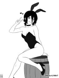 1girls 2d 2d_(artwork) 2d_artwork arm_support arm_up bare_armpits bare_arms bare_calves bare_chest bare_hands bare_hips bare_knees bare_legs bare_shoulders bare_skin bare_thighs barrel black-haired_female black_and_white black_bunny_ears black_bunnysuit black_choker black_footwear black_hair black_high_heels black_leotard black_shoes black_topwear breasts bunny_costume bunny_ears bunnygirl bunnygirl_outfit bunnysuit calves chainsaw_man choker cleavage closed_mouth_smile collarbone curvaceous curvaceous_body curvaceous_female curvaceous_figure curvaceous_hips curvaceous_teenager curvy curvy_body curvy_female curvy_figure curvy_hips curvy_teen digital digital_art digital_drawing digital_drawing_(artwork) digital_media digital_media_(artwork) drawing elbows exposed_armpits exposed_arms exposed_chest exposed_hips exposed_legs exposed_shoulders exposed_skin exposed_thighs female female_focus female_only fingers footwear full_body groin hair_between_eyes hand_up head_tilt high_heels high_resolution highres inguinal_crease inguinal_ligament knees lean_figure legs leotard long_hair looking_at_viewer monochrome narrow_waist nbart19047 peace_sign posing posing_for_the_viewer reze_(chainsaw_man) shoes shoulders sign simple_background sitting slender_body slender_waist slim_female slim_waist small_breasts smile smiley_face smiling smiling_at_viewer solo thighs tilted_head topwear v v_sign white_background wide_hips