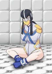 suichitanaka kill_la_kill kiryuuin_satsuki alternate_costume straitjacket latex latex_straitjacket padded_room padded_cell bdsm bound gag gagged ball_gag muzzled muzzle_gag harness_muzzle_gag