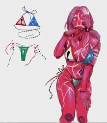 jojo's_bizarre_adventure jojolion paisley_park bikini pink_hair pink_body tagme thighs thick_thighs breasts cleavage big_breasts stop_sign stand_(jojo) map hand_on_thigh female female_only female_focus 1girls recycling_symbol