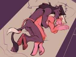 2026 3_toes 5_fingers anthro anthro_on_anthro anus armpit_hair backsack balls bed biped black_anus black_balls black_body black_foreskin black_fur black_mane black_nose black_pawpads black_tail blonde_mane body_hair digital_media_(artwork) digital_painting_(artwork) dracks duo entwined_tails eyebrows eyes_closed feet felid fingernails fingers flaccid foreskin front_view fur furniture genitals glans heart_symbol hi_res high-angle_view hug hugging_another hugging_from_behind humanoid_genitalia humanoid_penis josh_(dracks) lion lionel_(dracks) lying male male/male mammal mane nails nipples nude on_side painting_(artwork) pantherine pawpads penis pillow pink_nose sleeping sleeping_together sound_effects tail tail_coil thick_eyebrows toes vowelless vowelless_sound_effect whiskers zzz
