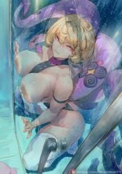 1girls 2d big_ass big_breasts big_butt blonde_hair boob_press breast_press colored_nails cutesexyrobutts female female_only huge_breasts light-skinned_female light_skin octopus_girl painted_nails purple_eyes purple_nails solo solo_female tagme tentacle_girl tentacles thick_thighs thighhigh_socks thighhighs yidhari_murphy zenless_zone_zero