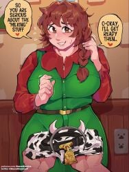 1boy 1girls 2d ahe_gao big_breasts bikini braided_hair braided_ponytail breasts brown_eyes busty busty_female chubby chubby_female collar color comic_dub cow_print cow_print_bikini dialogues diforland english_text fake_animal_ears fake_cow_horns female female_focus full_color ginger grabbing_breasts groping_from_behind hairy_pussy heart-shaped_pupils huge_breasts lactating lactation light-skinned_female light-skinned_male light_skin male marnie_(stardew_valley) mature_female milf motion_comic open_mouth pubic_hair sex short_video shorter_than_30_seconds side_braid slideshow sound speech_bubble stardew_valley straight straight_sex sweat tagme tongue tongue_out vaginal_penetration vaginal_sex video voice_acted_comic
