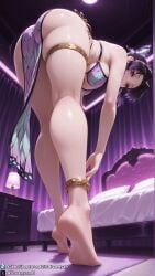 ai_generated dreamyan_ai highres breasts uncensored hi_res high_resolution high_quality thick_thighs thighs thick_ass 1girls curvy curvy_female curvy_body short_hair black_hair purple_hair purple_eyes big_breasts large_breasts dancer dancer_outfit revealing_clothes sensual shinobu_kocho kochou_shinobu kimetsu_no_yaiba demon_slayer bare_shoulders harem_outfit belly_dancer belly_dancer_outfit solo solo_focus solo_female female female_only female_focus seductive seductive_smile seductive_look seductive_pose seductive_mouth seductive_eyes barefoot feet toes foot_focus foot_fetish tiptoes standing pose posing bent_over butt butt_focus ass ass_focus from_behind back_view from_below looking_at_viewer smile smiling