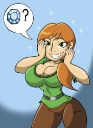 1girls alex_(minecraft) breasts casual clothed female female_only freckles freckles_on_breasts green_eyes hands_on_face hi_res highres hourglass_figure human looking_at_viewer minecraft mojang orange_hair pale_skin ponytail red_hair redhead shiny_skin size11shaolins solo solo_female source_request speech_bubble