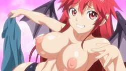 2014 animated animated_gif anime_screencap bouncing_breasts breast_expansion breasts buruma clothing cute_fang demon_girl demon_wings fang female hentai itadaki!_seieki large_breasts monster_girl nipples ova panties pashmina pointy_ears red_eyes red_hair screencap screenshot setogaya_mari solo succubus succubus_wings vampire vampire_girl