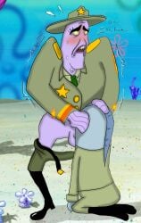 bj blowjob blowjob_face dick_sucking gay gay_blowjob gay_male mlm nickelodeon orgasm orgasm_face prison_warden spongebob_squarepants spongebob_squarepants_(series) spongebob_warden sucking_penis uniform uniformed_male warden warden_spongebob